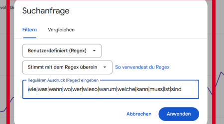 regex benutzen Search console