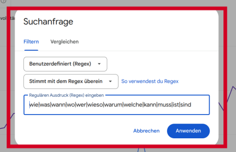 regex benutzen Search console